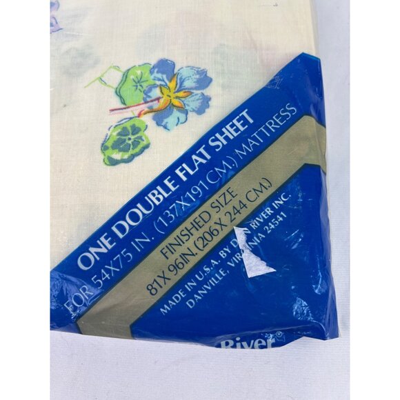 Dan River One Double Flat Sheet 54x75" No Iron Floral Pattern Cotton Blend Made - Picture 2 of 4